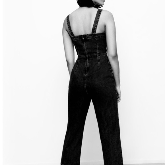 Chic Black Denim Jumpsuit XS - Picture 6 of 6